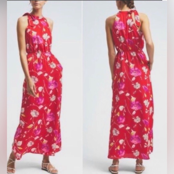 Banana Republic floral halter maxi dress size petite XS - Picture 1 of 5